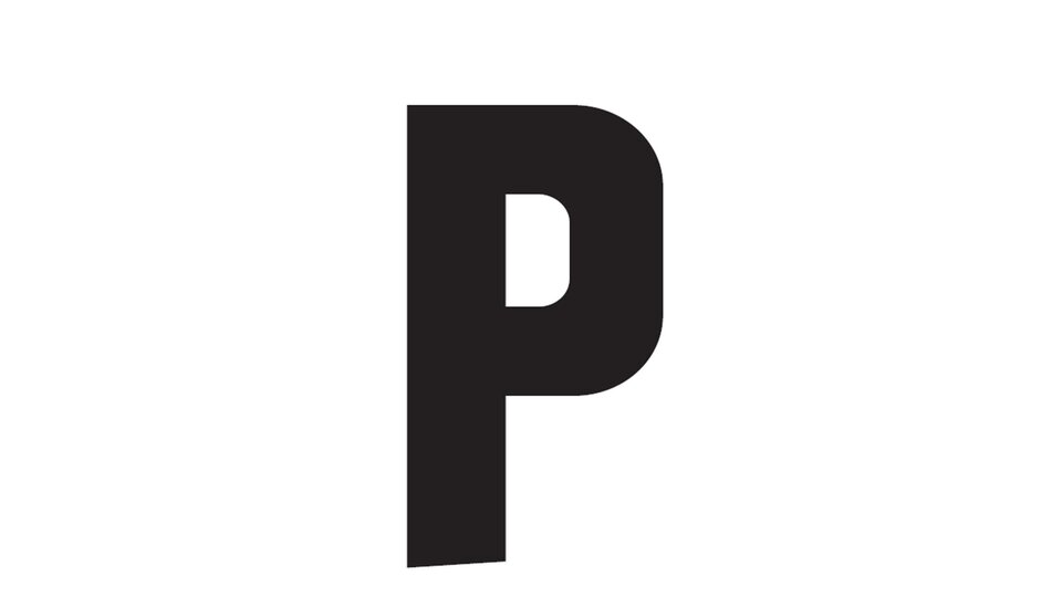 Ein einfaches, schwarzes Logo mit dem Buchstaben "P". Es hat eine klare, moderne Schriftart.